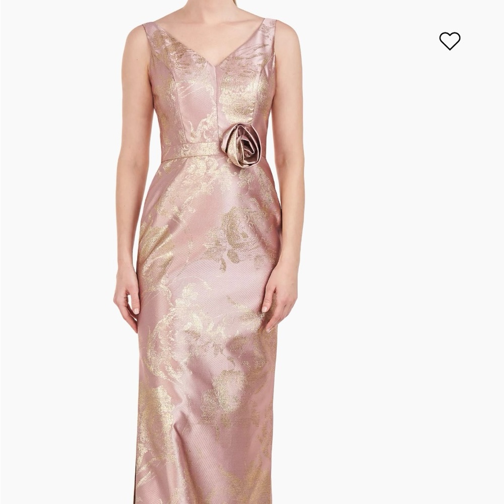 Kay Unger Pink and Gold Floral Brocade evening gown NWT